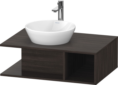 Тумба подвесная под раковину DURAVIT D-Neo DE492805353 800 мм х 550 мм, с консолью, с открытой полкой справа, каштан тёмный