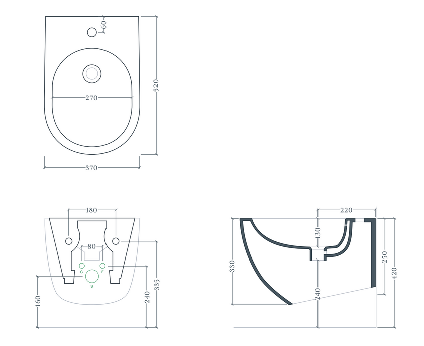 Биде подвесное ARTCERAM File 2.0 FLB001 05 30 520 мм х 370 мм, с переливом, с отверстием под смеситель, цвет Белый матовый