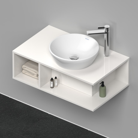 Тумба подвесная под раковину DURAVIT D-Neo DE493802222 800 мм х 480 мм, с консолью, с открытой полкой слева, белый глянцевый