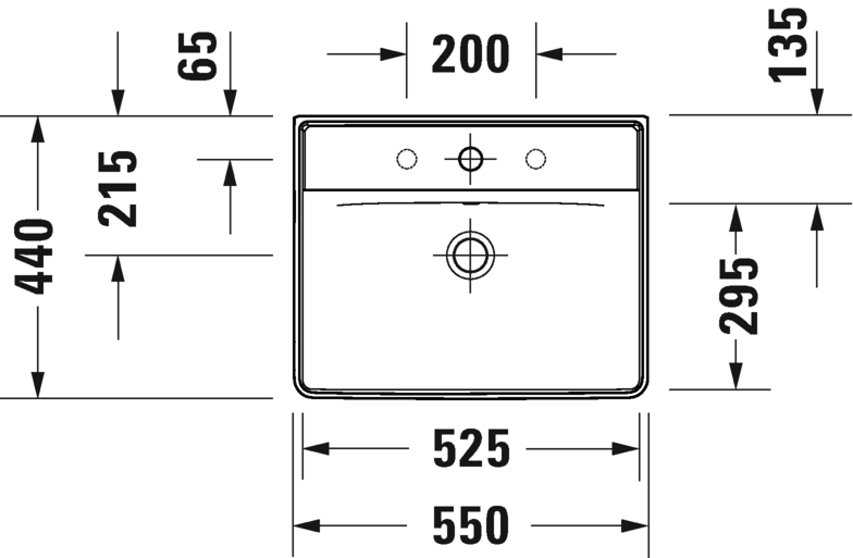 Раковина подвесная Duravit D-Neo 2366550000 550 мм х 440 мм, с переливом, с отверстием под смеситель, белая