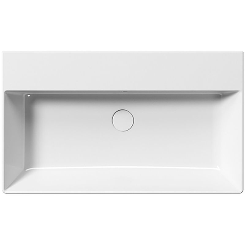 Раковина накладная/подвесная GSI KUBE X 9422011 800 мм х 470 мм, без отверстия под смеситель, с переливом, без крепежа, белая глянцевая
