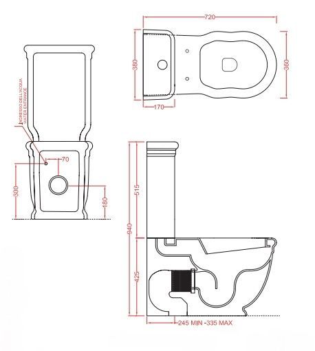 Бачок для напольного унитаза ARTCERAM HERMITAGE HEC009 03 00 380 мм х 515 мм, двойной смыв, чёрный глянцевый (Снято с производства)