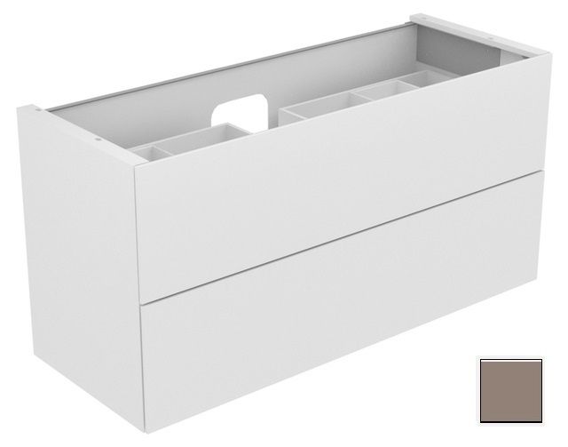 Тумба подвесная под раковину KEUCO EDITION 11 31362 370100 с двумя выдвижными фронтами, с внутренней светодиодной подсветкой, корпус/фасад структурный лак, трюфель