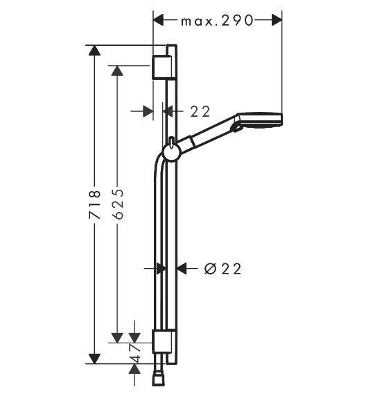 Душевой гарнитур HANSGROHE Vernis Blend 26423670 с ручным душем, с EcoSmart, цвет Чёрный матовый