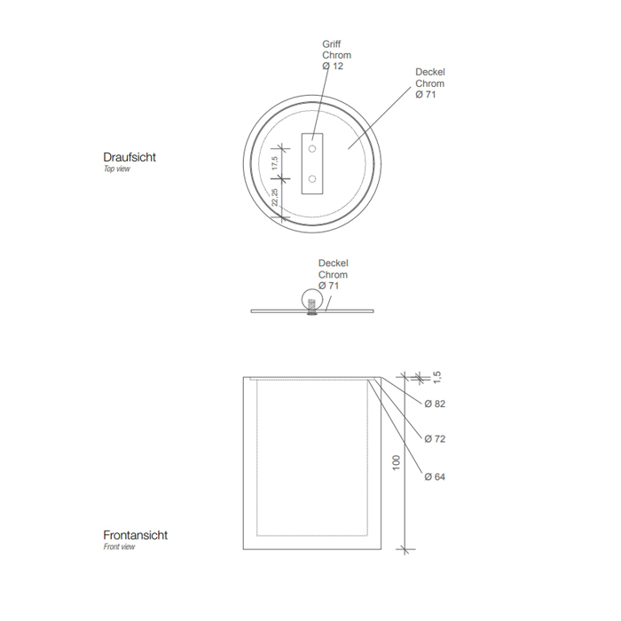 Контейнер настольный малый, универсальный, DECOR WALTHER   STONE DMD S    0971254   11,5 X Ø 8 см  из композита Solid Surface , с крышкой, цвет: белый/хром