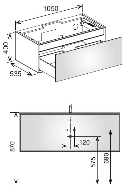 Тумба под умывальник со внутренним освещением Keuco Edition Lignatur 33350 750011 1050x400x535 мм фасад венецианский дуб, корпус дуб