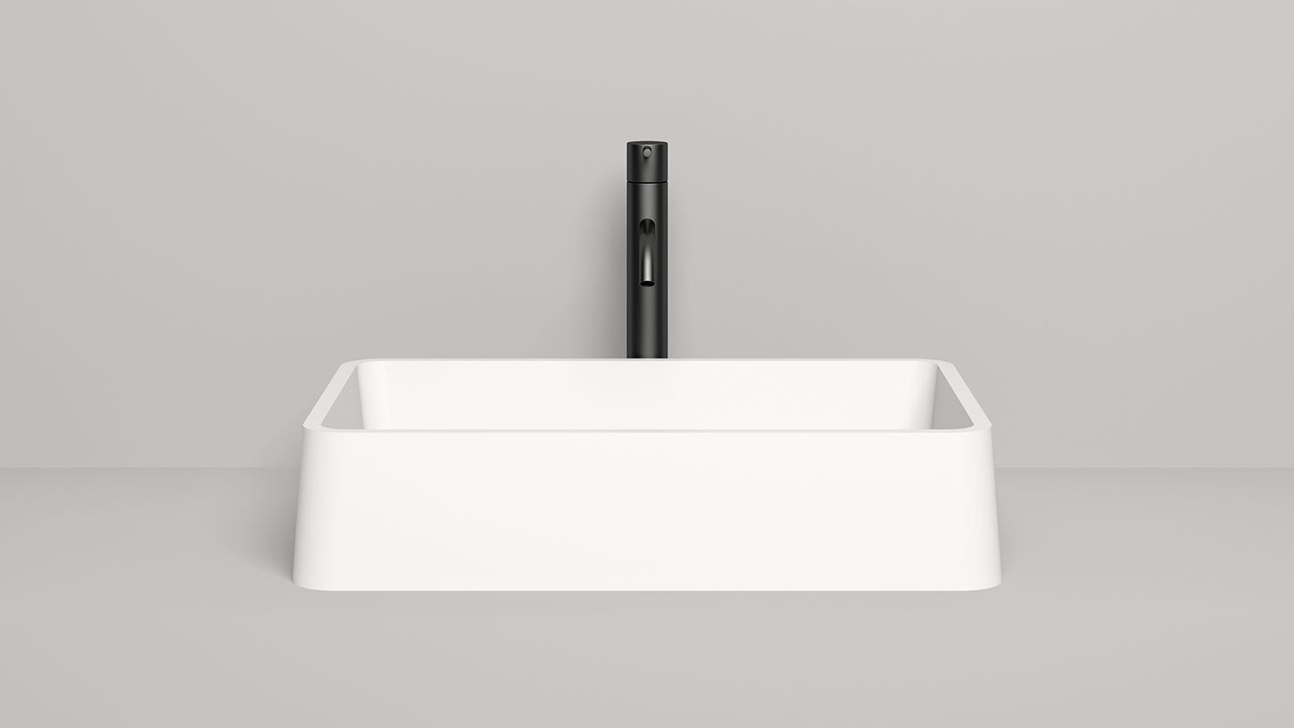 Раковина накладная прямоугольная SALINI GLORIA 07 1102207M 595х395х125мм, S-Stone, без донного клапана, цвет Белый матовый