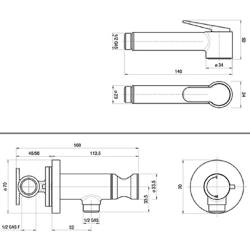 Комплект гигиенический с прогрессивным смесителем BOSSINI PALOMA BRASS E37005B.095 с лейкой и шлангом, цвет никель полированный (изделие снято с производства)