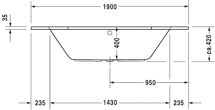 Акриловая встраиваемая ванна Duravit D-Code 700138000000000 1900 х 900