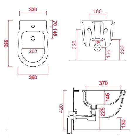 Биде подвесное ARTCERAM HERMITAGE HEB003 01 00 550 мм х 360 мм, с 1 отверстием под смеситель, c креплением, белый глянцевый