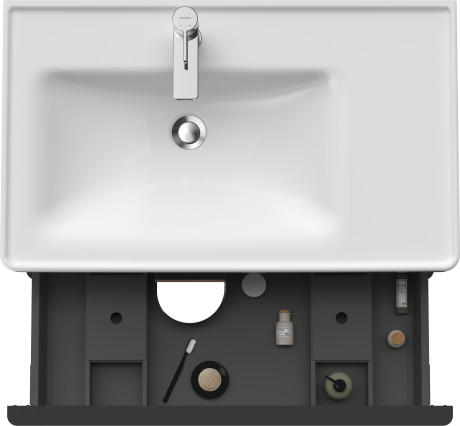 Тумба подвесная под раковину DURAVIT D-Neo DE435702121 784 мм х 452 мм, с выдвижным ящиком и выдвижным отделением, орех тёмный