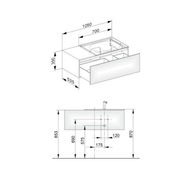 Тумба подвесная под раковину справа KEUCO EDITION 11 31154 850000 с одним выдвижным фронтом, корпус/фасад шпон, табачный дуб