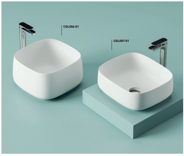 Раковина накладная ARTCERAM COGNAC QUADRO COL007 01 00   460х410 мм, без отверстия под смеситель, без перелива, белый глянцевый