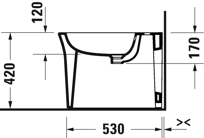 Напольное биде Duravit White Tulip 2293100000 370 мм х 580 мм, c отверстием под смеситель, с переливом, с креплением, белое
