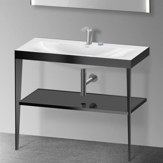 Напольная консоль DURAVIT XViu/C-bonded XV4716EB240 1000 мм х 850 мм, с умывальником Viu, 2 отверстия под смеситель, с полкой, чёрный матовый/чёрный глянцевый лак