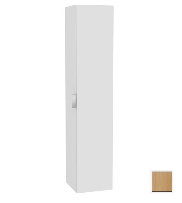 Шкаф - пенал высокий подвесной KEUCO EDITION 11 31331 890002 петли справа, 3 стеклянные полки, с бельевой корзиной, корпус/фасад шпон, светлый дуб