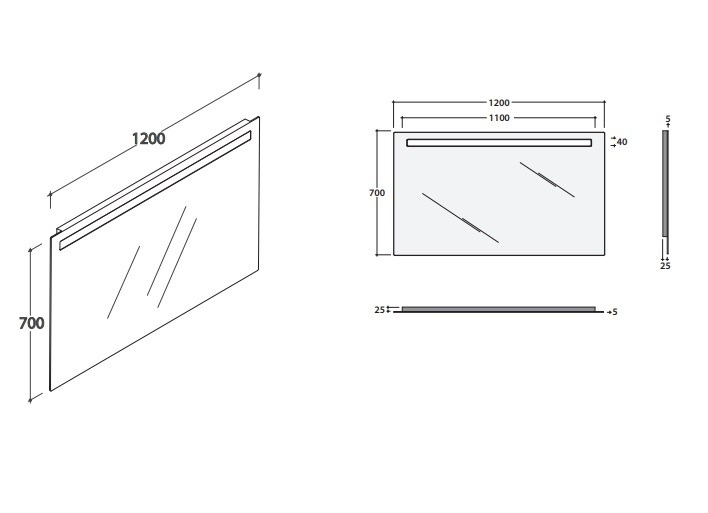 Зеркало с подсветкой GLOBO MIRROR FRAMES BPS120 1200 мм х 700 мм, с сенсорным выключателем, серое