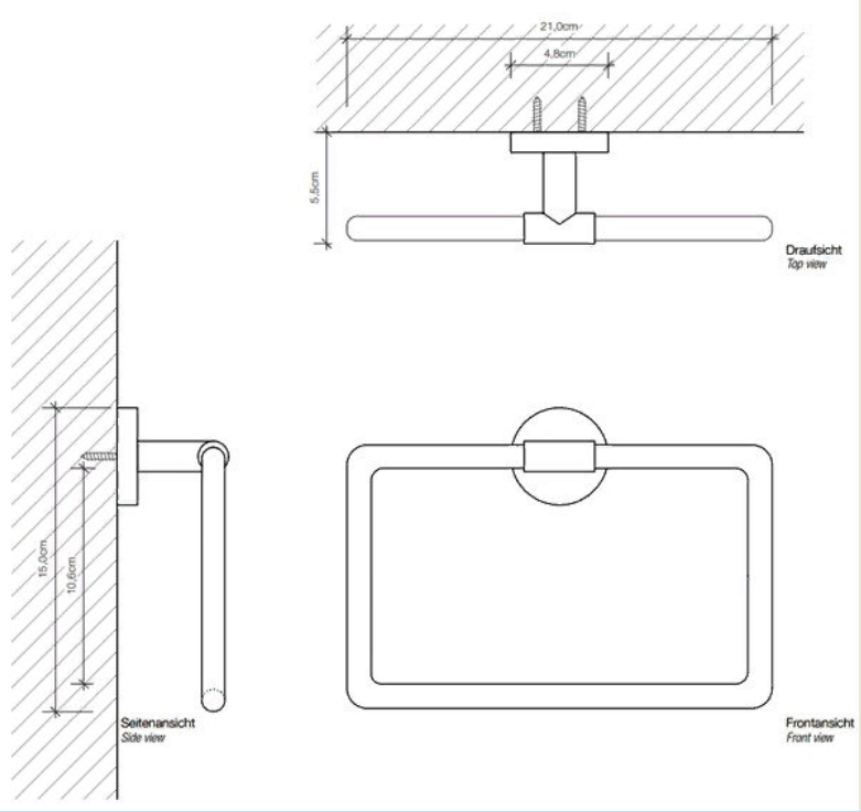 Полотенцедержатель-кольцо, настенный  DECOR WALTHER  Basic BA HTR   0531260   15 x 20.5 x 5.5 см, цвет черный матовый