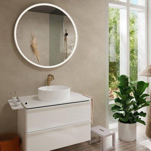 Однорычажный смеситель для раковины Hansgrohe Tecturis S 73370140 с CoolStart, с EcoSmart+, со сливным гарнитуром, цвет Шлифованная бронза