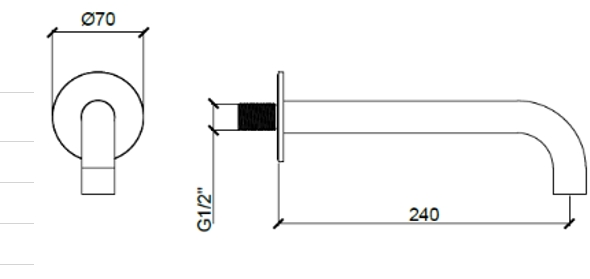 Настенный излив с круглым отражателем ALMAR Universal E098007.MB 240 мм, цвет Чёрный матовый