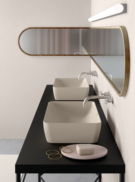 Раковина накладная GSI NUBES 903626 600 мм х 380 мм, без отверстия под смеситель, Чёрный матовый Ardesia