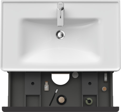 Тумба подвесная под раковину DURAVIT D-Neo DE435507575 784 мм х 452 мм, с выдвижным ящиком и выдвижным отделением, лён