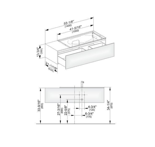 Тумба подвесная под раковину справа KEUCO EDITION 11 31164 390100 с одним выдвижным фронтом, с внутренней светодиодной подсветкой, корпус/фасад структурный лак, антрацит
