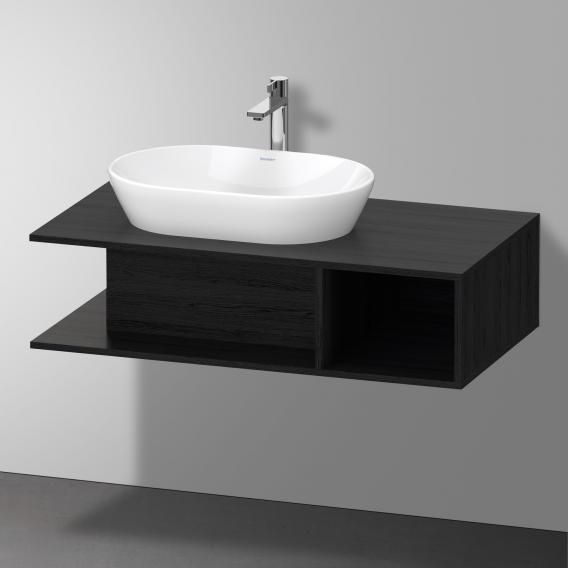 Тумба подвесная под раковину слева DURAVIT D-Neo DE492901616 1000 мм х 550 мм, с открытой боковой полкой справа и консолью, чёрный дуб