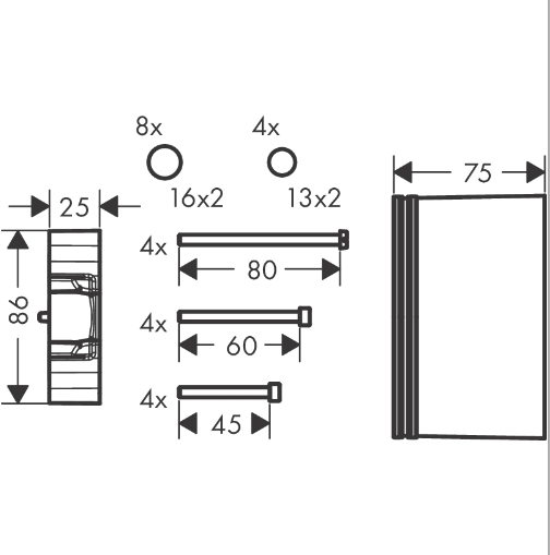 Удлинение скрытой части 25 мм HANSGROHE iBox 13595000 цвет Чёрный