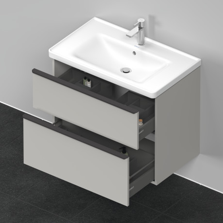 Тумба подвесная под раковину DURAVIT D-Neo DE435500707 784 мм х 452 мм, с выдвижным ящиком и выдвижным отделением, бетонно-серый матовый