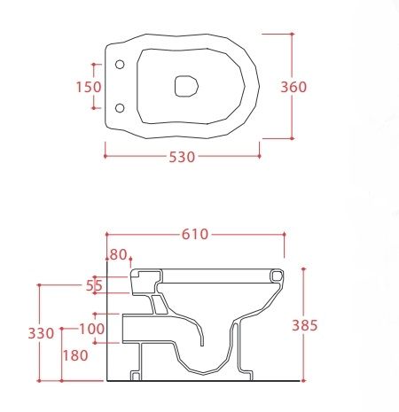 Унитаз напольный ARTCERAM HERMITAGE HEV002 01 00 360 мм х 550 мм, со сливом в пол, с креплением, белый глянцевый