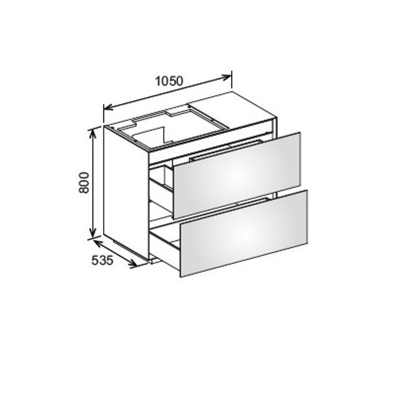 Напольная тумба под умывальник Keuco Edition Lignatur 33341 800113 1050х 800х535 мм отверстие слева 2 ящика фасад и корпус из ореха