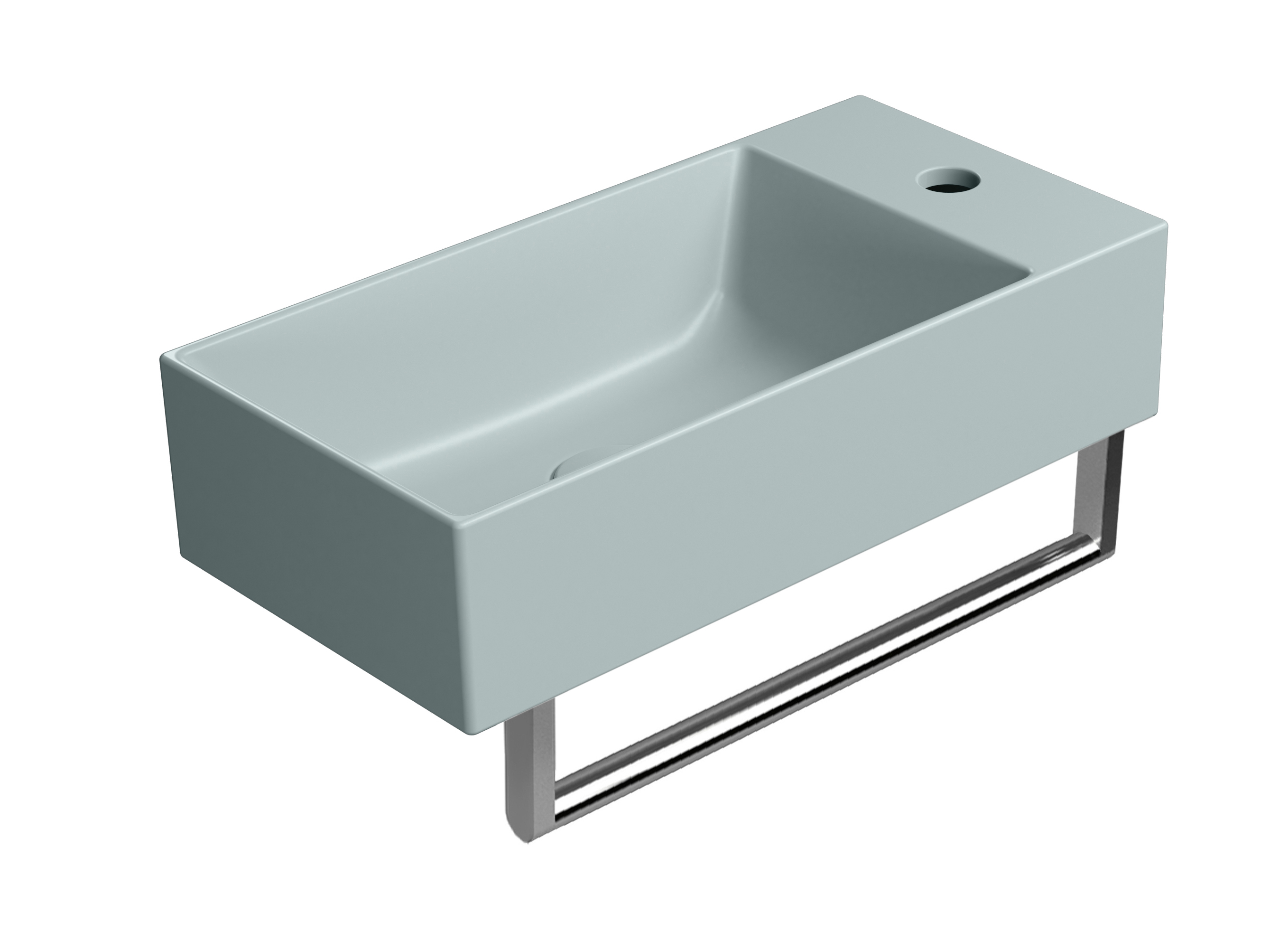 Раковина накладная/подвесная прямоугольная GSI KUBE X 9486115 500 мм х 250 мм, с отверстием под смеситель справа/слева, цвет Ghiaccio Matte