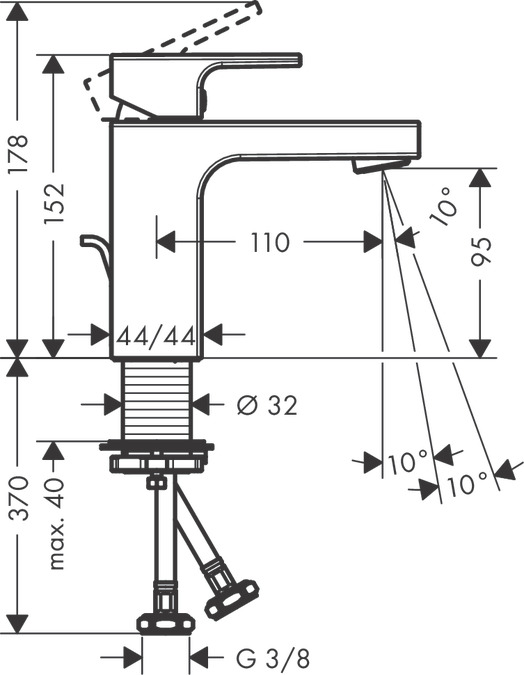 Смеситель для раковины HANSGROHE Vernis Shape 71561000 со сливным гарнитуром, хром