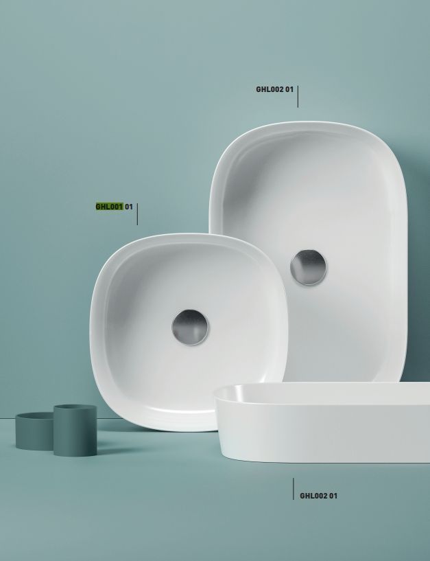 Раковина накладная ARTCERAM GHOST GHL002 01 00 650 мм х 420 мм, без отверстия под смеситель, без перелива, белый глянцевый