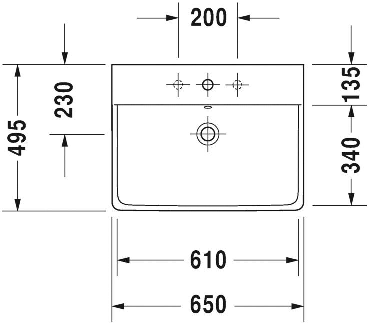 Раковина подвесная Duravit P3 comforts 2332650000 125х49см (изделие снято с производства)