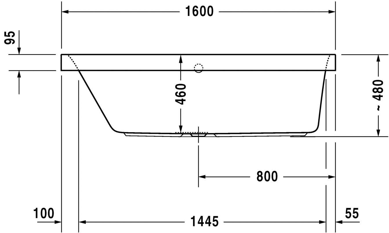 Акриловая ванна Duravit Happy D2 700308000000000 1600 х 700 c наклоном для спины слева, встраиваемая, белая