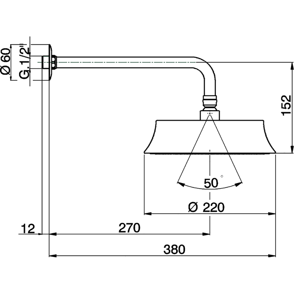 Верхний душ с настенным держателем CISAL Shower DS01327021 цвет Хром
