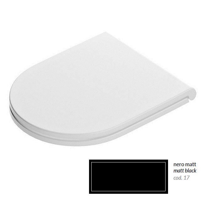 Сиденье с крышкой Flat для унитаза  ARTCERAM  File 2.0   FLA016 17 71   с механизмом soft-close, для унитазов  FLV006, FLV007,FLV003, цвет черный матовый