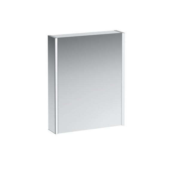 Зеркальный шкафчик с подсветкой  Laufen  Frame25   4.0840.2.900.144.1  60 см,  1 зеркальная дверь  справа, корпус алюминий/зеркальное стекло, сенсор, 2 розетки