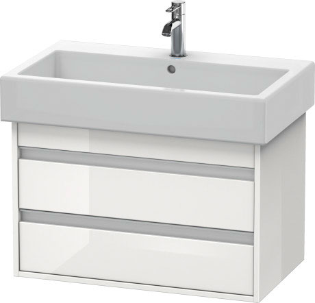 Тумба подвесная под раковину Duravit Ketho KT 6637 22 с двумя выдвижными ящиками, белый глянцевый