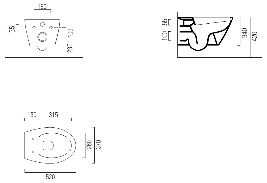 Унитаз подвесной безободковый GSI MODO 9816FR511 520 мм х 370 мм, с Swirlflush, с креплением, цвет Белый глянцевый (старый артикул 981611 / 9816FR211)