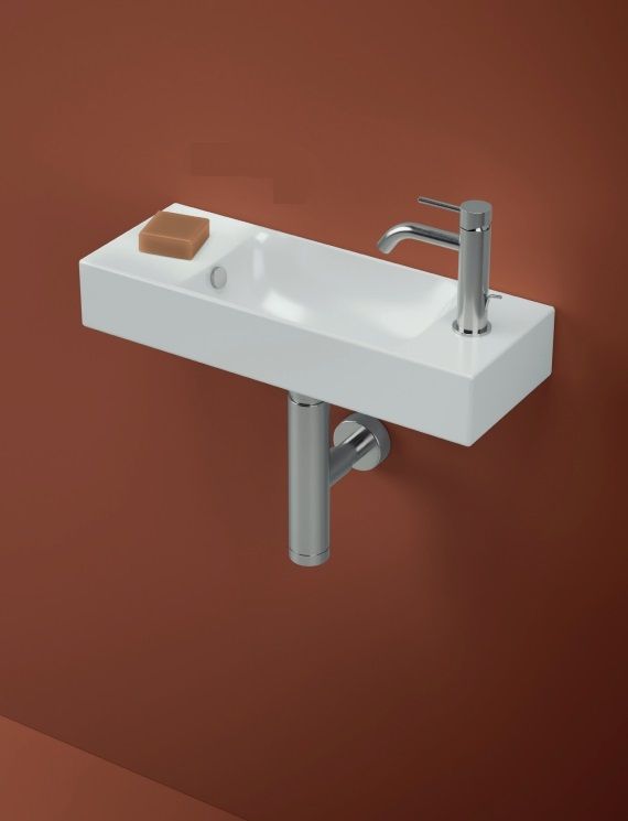 Раковина подвесная ARTCERAM BRICK LML002 01 00 540 мм х 200 мм, c отверстием под смеситель справа, c переливом, белый глянцевый