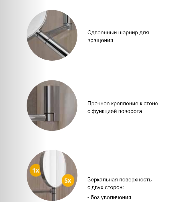 Зеркало косметическое двустороннее настенное KEUCO PLAN 17649 170002 без подсветки, алюминий серебристый анодированный