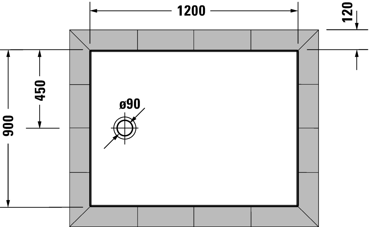 Сверхплоский душевой поддон DURAVIT Tempano 720198000000000 1200 мм х 900 мм, белый