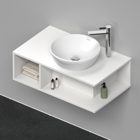 Тумба подвесная под раковину DURAVIT D-Neo DE493801818 800 мм х 480 мм, с консолью, с открытой полкой слева, белый матовый