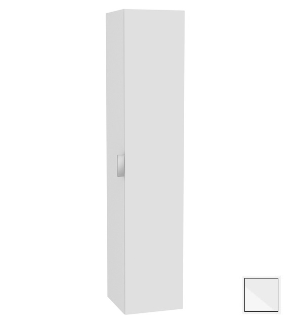 Шкаф - пенал высокий подвесной KEUCO EDITION 11 31331 210002 петли справа, 3 стеклянные полки, с бельевой корзиной, корпус/фасад глянцевый лак, белый