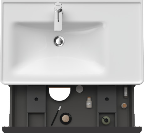 Тумба подвесная под раковину DURAVIT D-Neo DE435707979 784 мм х 452 мм, с выдвижным ящиком и выдвижным отделением, орех натуральный