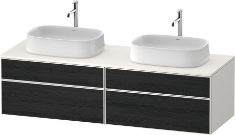 Тумба подвесная под две раковины DURAVIT ZENCHA ZE4825B16840000 550 мм х 1600 мм х 442 мм, с 4 выдвижными ящиками, чёрный дуб/белый суперматовый