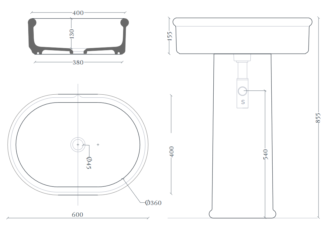 Накладная овальная раковина ARTCERAM Brera BRL003 05 00 600 мм х 400 мм х 155 мм, без перелива, без отверстия для смесителя, цвет Белый матовый
